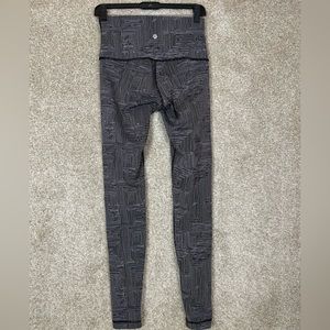 LULULEMON Womens Wunder Under Pant Hi-Rise Maze Jacquard Black White Sz 6